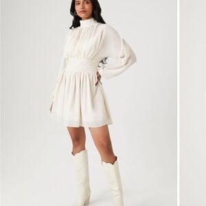 Chiffon peasant sleeve mini dress